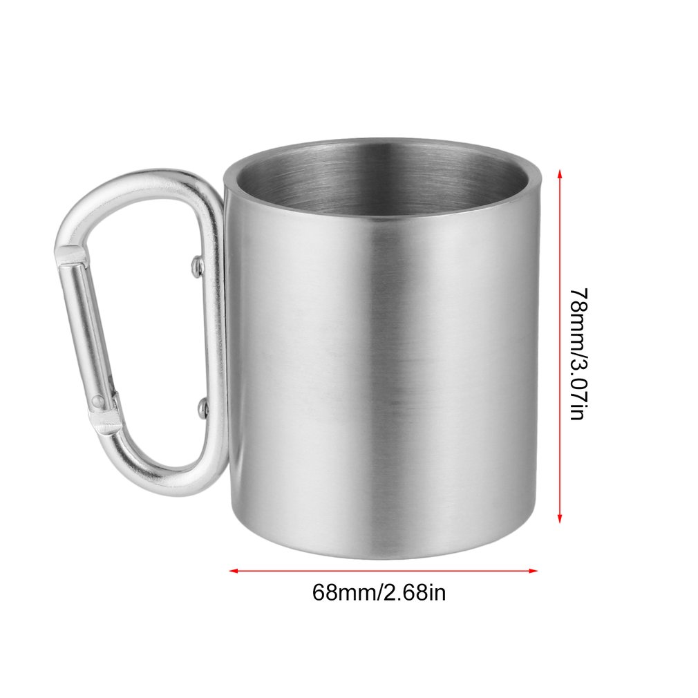 Smrinog 3Pcs Stainless Steel Coffee Mugs with Carabiner Handle, 200mL Metal  Shatterproof Desk Cup for Coffee & Tea Cup Drinks, Portable Travel Cup for